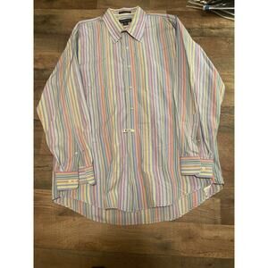 Lands End Men’s Dress Shirt Size L Multi Colored Stripes